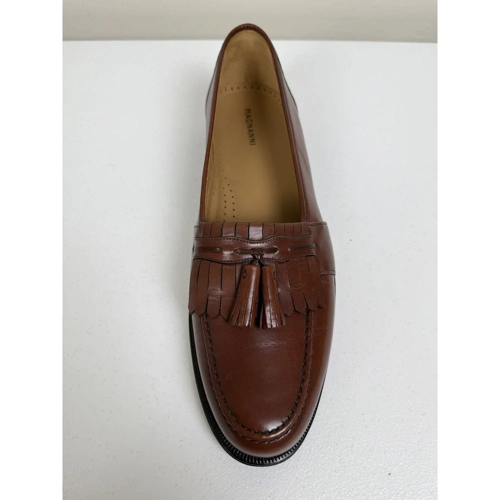 Magnanni‎ Mens Loafers Tassel Brown Leather Dress Shoes Size 12B Made in Spain